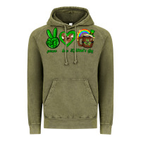 Vintage Olive Peace love luck St. Patrick's Day Vintage Hoodie - Neo Western