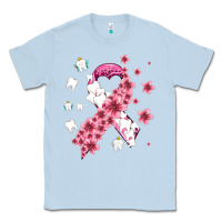 Dusty Blue teeth and flower cancer ribbon Classic Tee - AdoDesignShop