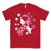 Red teeth and flower cancer ribbon Classic Tee - AdoDesignShop