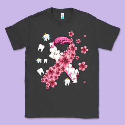 Teeth And Flower Cancer Ribbon Classic Tee Designed By Adodesignshop
