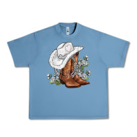 Pebble Blue white  cowgirl  and roses Urban Heavy Tee - AdoDesignShop
