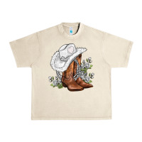 Sandshell white  cowgirl  and roses Urban Heavy Tee - AdoDesignShop
