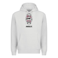Dove Grey Pink Flower on Cyan Background Mom Skull Premium Hoodie - Bettercallsaul