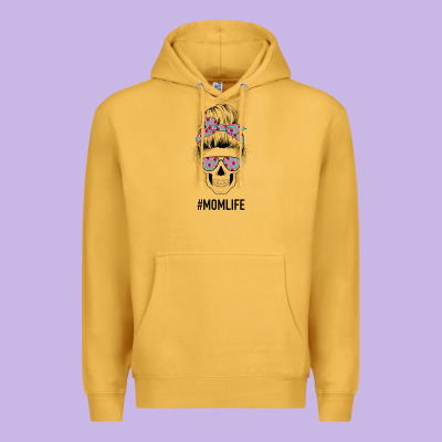 Pink Flower On Cyan Background Mom Skull Premium Hoodie Designed By Bettercallsaul