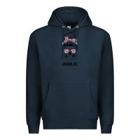 Navy Pink Flower on Cyan Background Mom Skull Premium Hoodie - Bettercallsaul