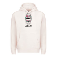 Pale Pink Pink Flower on Cyan Background Mom Skull Premium Hoodie - Bettercallsaul