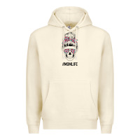 Sandshell Pink Flower on Cyan Background Mom Skull Premium Hoodie - Bettercallsaul