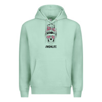 Seafoam Pink Flower on Cyan Background Mom Skull Premium Hoodie - Bettercallsaul