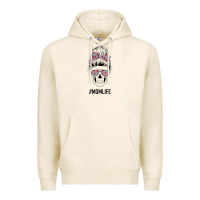 Tofu Pink Flower on Cyan Background Mom Skull Premium Hoodie - Bettercallsaul