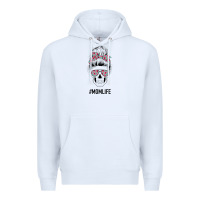White Pink Flower on Cyan Background Mom Skull Premium Hoodie - Bettercallsaul
