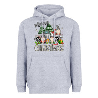 Heather Grey merry christmas gnomes truck Heavyweight Hoodie - MaliasSmallBusiness