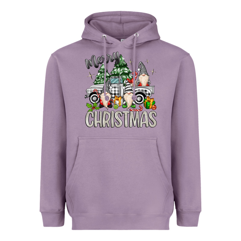 Merry Christmas Gnomes Truck Heavyweight Hoodie by MaliasSmallBusiness | Teevron