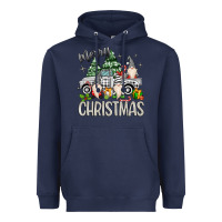 Navy merry christmas gnomes truck Heavyweight Hoodie - MaliasSmallBusiness
