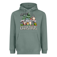 Sage merry christmas gnomes truck Heavyweight Hoodie - MaliasSmallBusiness