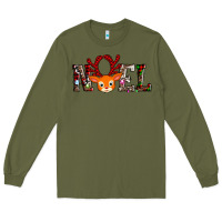 Army Green noel reindeer Long Sleeve Tee - AdoDesignShop