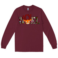 Burgundy noel reindeer Long Sleeve Tee - AdoDesignShop