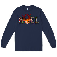 Navy noel reindeer Long Sleeve Tee - AdoDesignShop