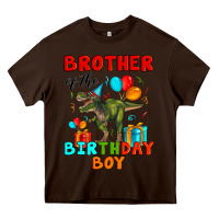 Chocolate Brown brother of the birthday boy t rex Heavy Core Tee - Artiststas