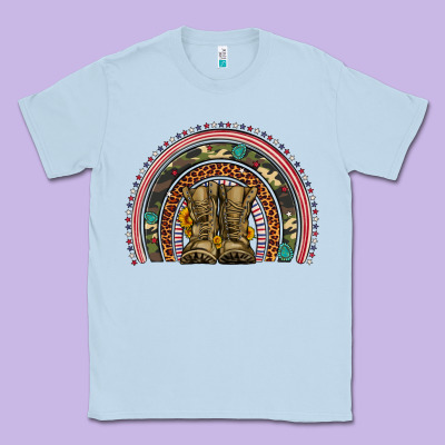 Soldier Boots Camouflage Leopard Gemstone Rainbow Classic Tee Designed By Artiststas