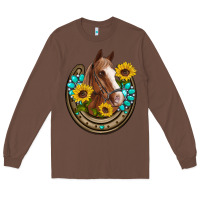 Chestnut western horseshoe horse sunflowers gemstone Long Sleeve Tee - Artiststas