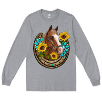 Heather Grey western horseshoe horse sunflowers gemstone Long Sleeve Tee - Artiststas