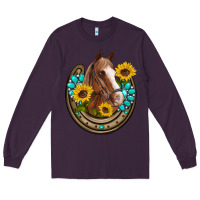 Plum western horseshoe horse sunflowers gemstone Long Sleeve Tee - Artiststas