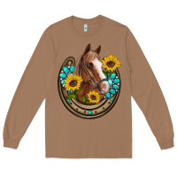 Toasted Coconut western horseshoe horse sunflowers gemstone Long Sleeve Tee - Artiststas