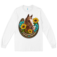 White western horseshoe horse sunflowers gemstone Long Sleeve Tee - Artiststas