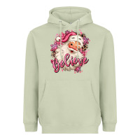 Matcha believe pink christmas santa claus Heavyweight Hoodie - MaliasSmallBusiness
