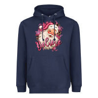 Navy believe pink christmas santa claus Heavyweight Hoodie - MaliasSmallBusiness