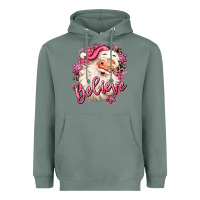 Sage believe pink christmas santa claus Heavyweight Hoodie - MaliasSmallBusiness