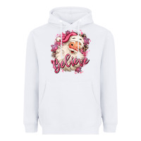 White believe pink christmas santa claus Heavyweight Hoodie - MaliasSmallBusiness