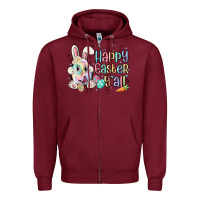 Burgundy happy easter y'all Zipper Hoodie - MaliasSmallBusiness