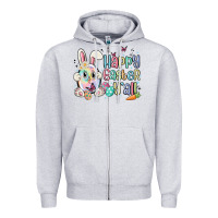 Heather Grey happy easter y'all Zipper Hoodie - MaliasSmallBusiness