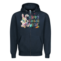 Navy happy easter y'all Zipper Hoodie - MaliasSmallBusiness