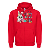 Red happy easter y'all Zipper Hoodie - MaliasSmallBusiness