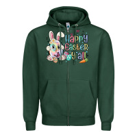 Sports Green happy easter y'all Zipper Hoodie - MaliasSmallBusiness