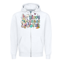 White happy easter y'all Zipper Hoodie - MaliasSmallBusiness