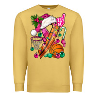 Antique Gold Pink Christmas Breast Cancer Ribbon Basketball Premium Sweatshirt - BundleAndBundleShop
