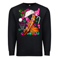 Black Pink Christmas Breast Cancer Ribbon Basketball Premium Sweatshirt - BundleAndBundleShop