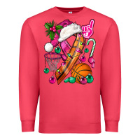 Cardinal Pink Christmas Breast Cancer Ribbon Basketball Premium Sweatshirt - BundleAndBundleShop
