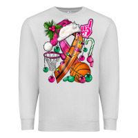 Dove Grey Pink Christmas Breast Cancer Ribbon Basketball Premium Sweatshirt - BundleAndBundleShop