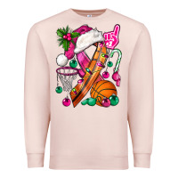 Pale Pink Pink Christmas Breast Cancer Ribbon Basketball Premium Sweatshirt - BundleAndBundleShop