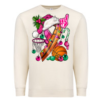 Sandshell Pink Christmas Breast Cancer Ribbon Basketball Premium Sweatshirt - BundleAndBundleShop