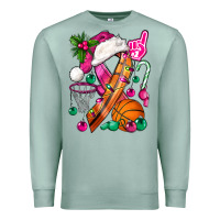 Seafoam Pink Christmas Breast Cancer Ribbon Basketball Premium Sweatshirt - BundleAndBundleShop
