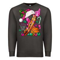 Smoke Pink Christmas Breast Cancer Ribbon Basketball Premium Sweatshirt - BundleAndBundleShop