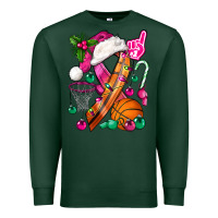 Sports Green Pink Christmas Breast Cancer Ribbon Basketball Premium Sweatshirt - BundleAndBundleShop