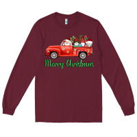 Burgundy merry christmas truck gnomes Long Sleeve Tee - AdoDesignShop