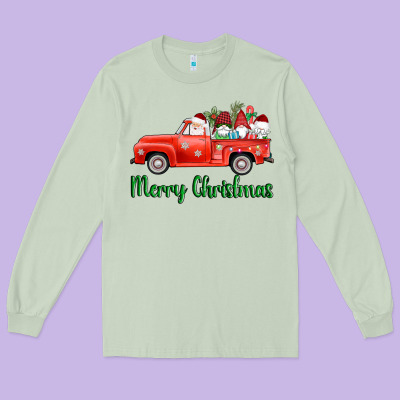 Merry Christmas Truck Gnomes Long Sleeve Tee Designed By Adodesignshop
