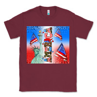 Burgundy american flag  and america Classic Tee - AdoDesignShop